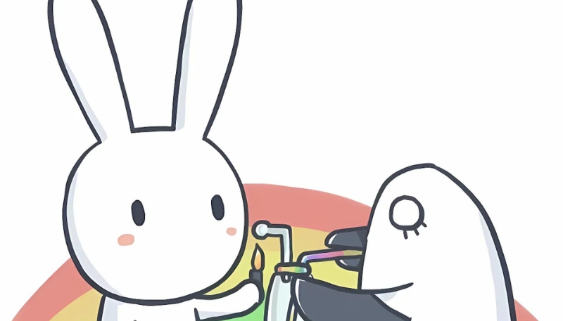 Ảnh máy tính thỏ 7 màu cute nhẹ nhàng