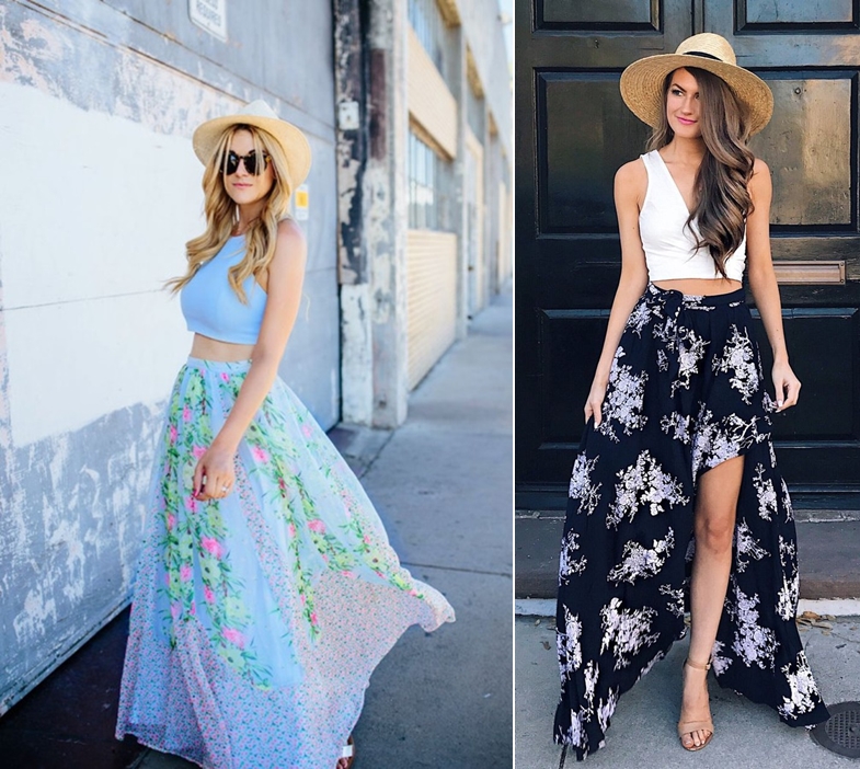 Cách mix đồ với chân váy hoa xòe mùa thu