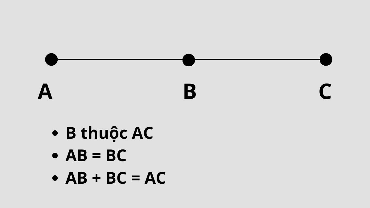 Cách chứng minh trung điểm của đoạn thẳng dựa vào tính chất (Hình minh họa)