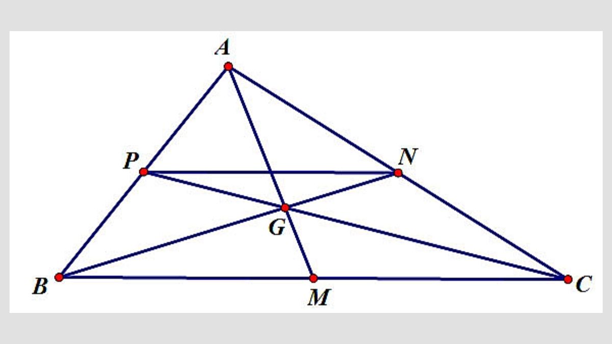 Cách chứng minh trung điểm dựa vào tính chất của tam giác (Hình minh họa)