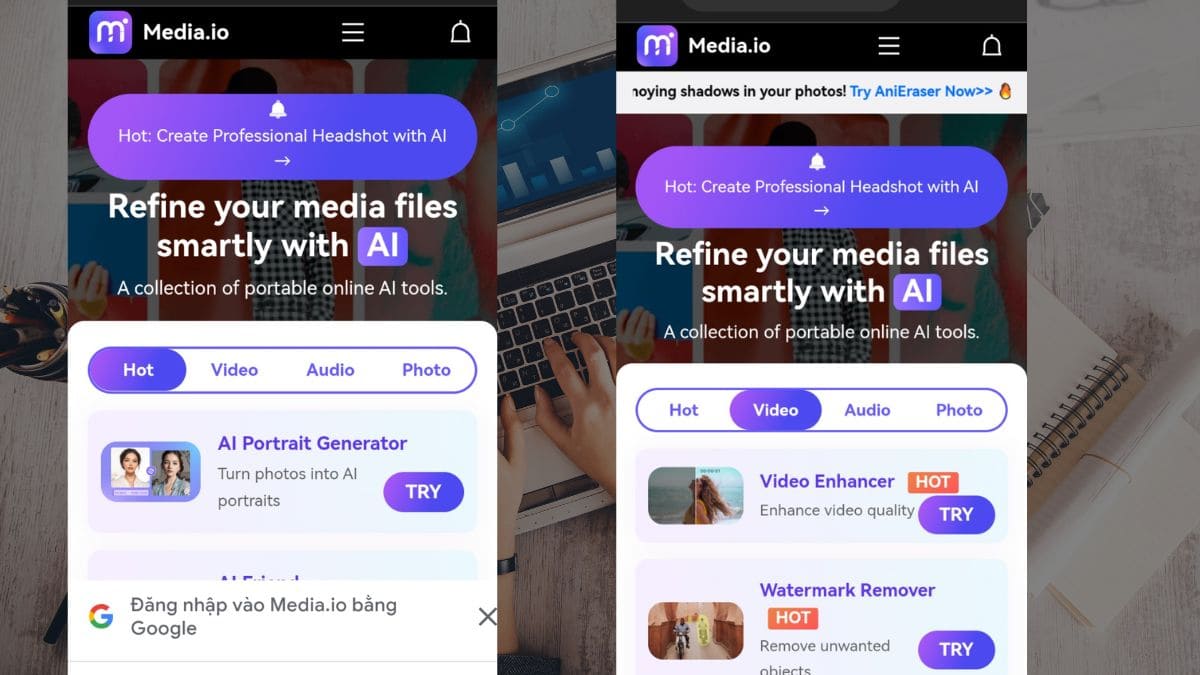 Xóa logo video trên điện thoại với Media.oi, bước 1