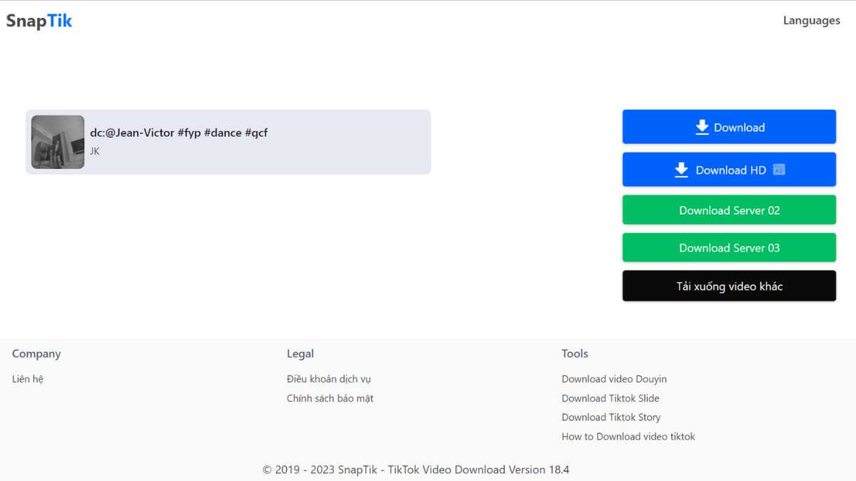 Xóa logo video Tik Tok bằng Snaptik, bước 3