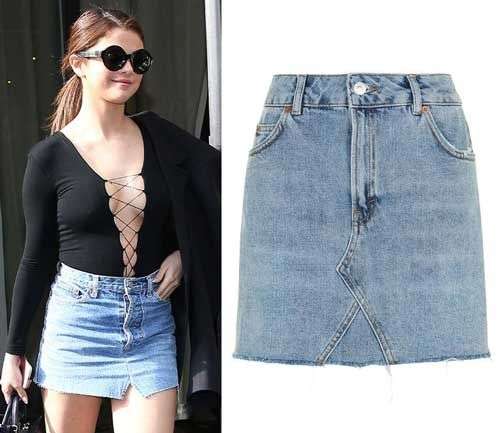 cách mix đồ với chân váy jean ngắn và áo bodysuit