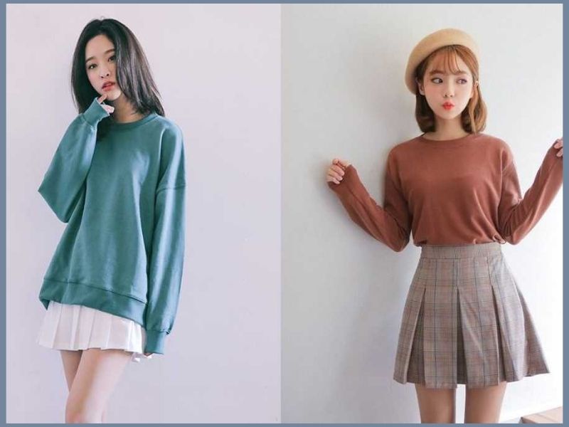 phối đồ với chân váy xếp ly ngắn mùa đông