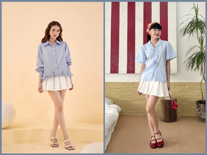 chân váy xếp ly ngắn đi giày gì