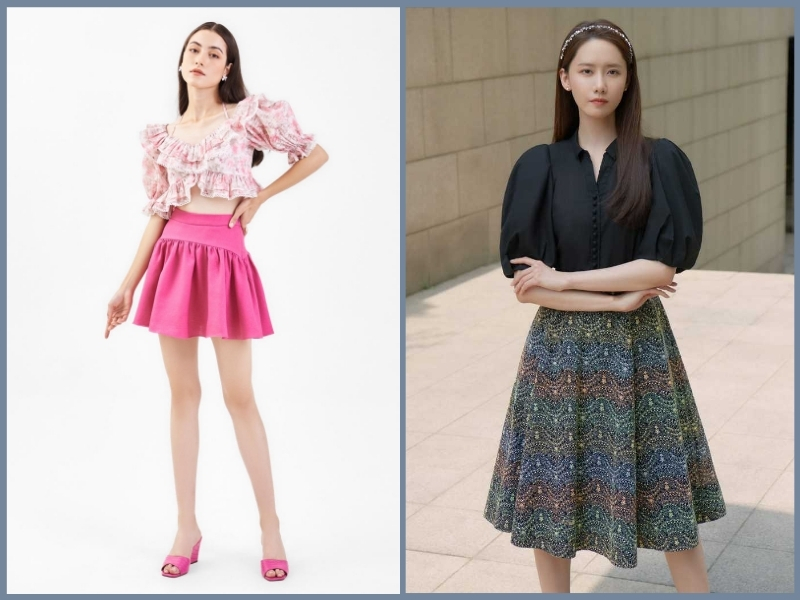chân váy xếp ly ngắn mặc với áo gì
