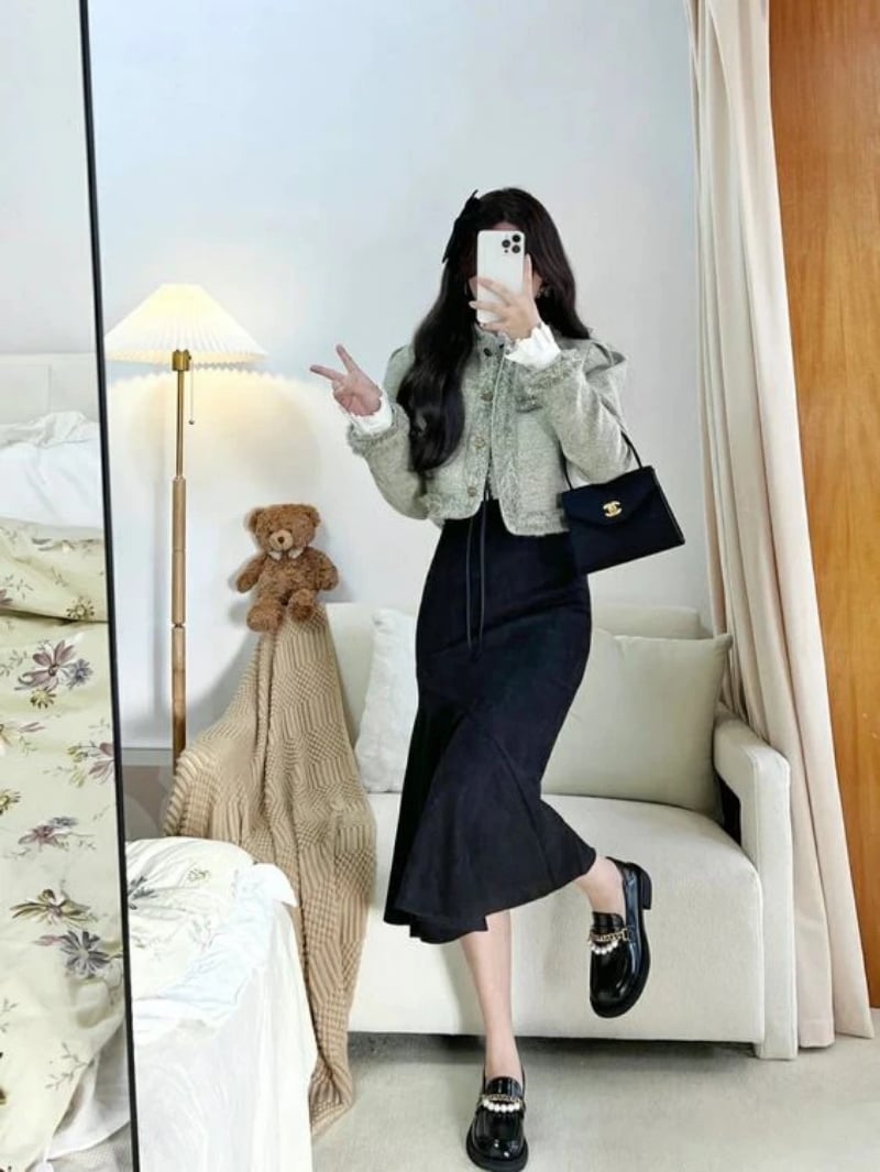 Mix cùng áo dạ vest sang trọng