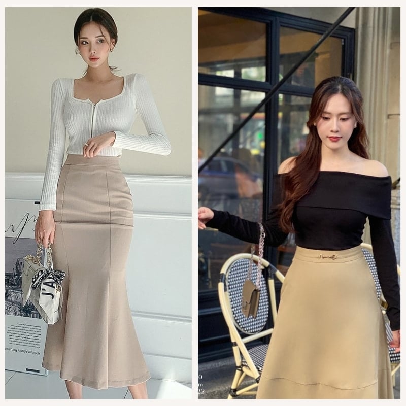 Mặc với áo tay dài nữ tính