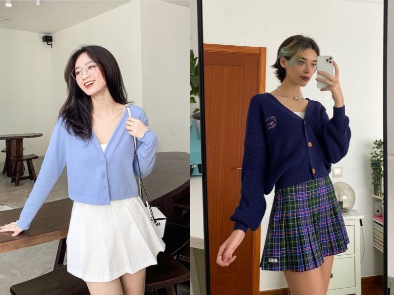 cách phối đồ với chân váy xòe ngắn