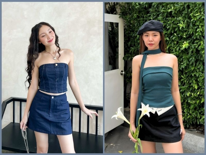 cách phối đồ với chân váy chữ A ngắn