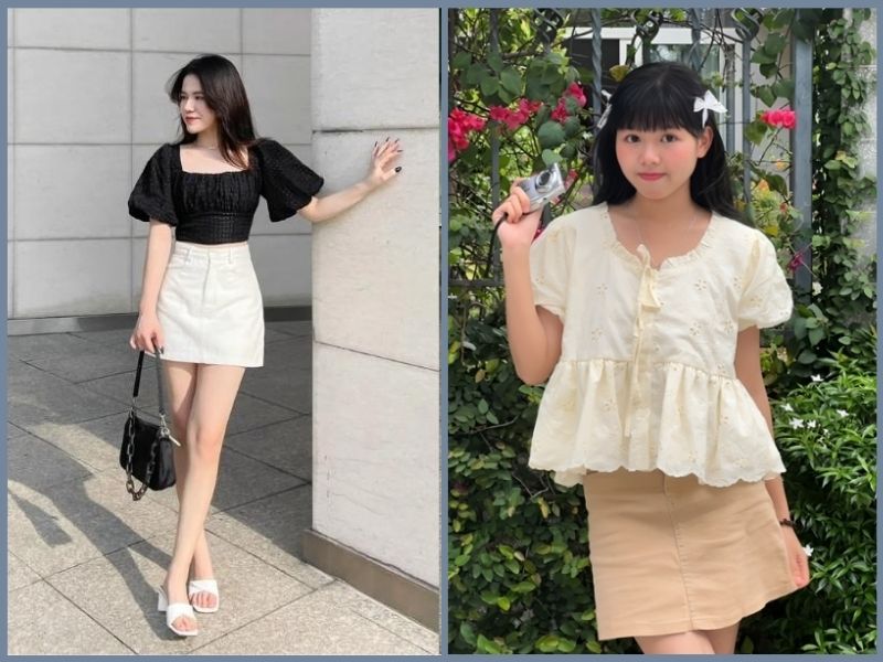 cách phối đồ với chân váy chữ A ngắn