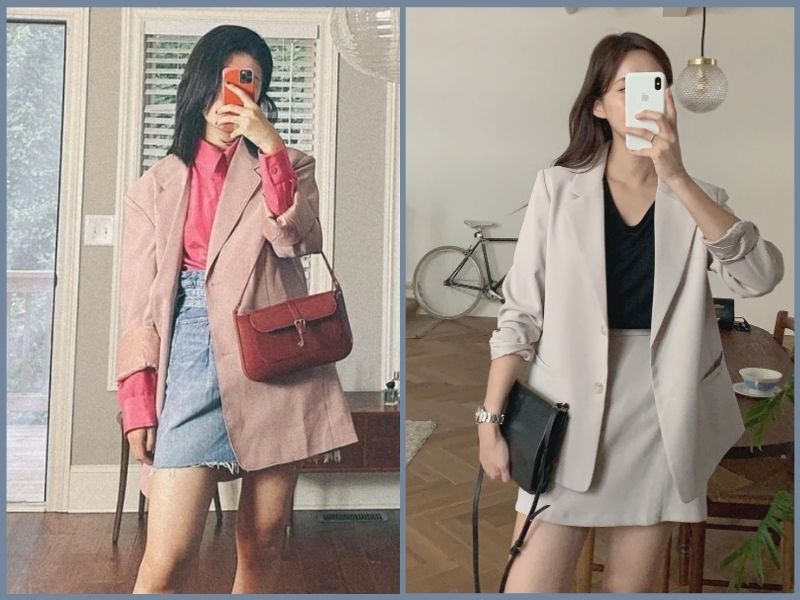 phối đồ với chân váy chữ a ngắn mùa đông