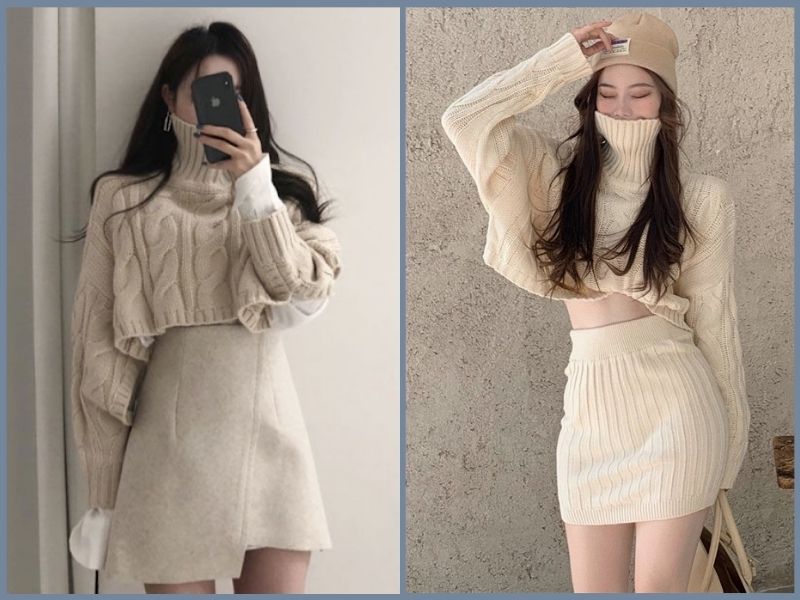 cách phối đồ với chân váy ngắn chữ a