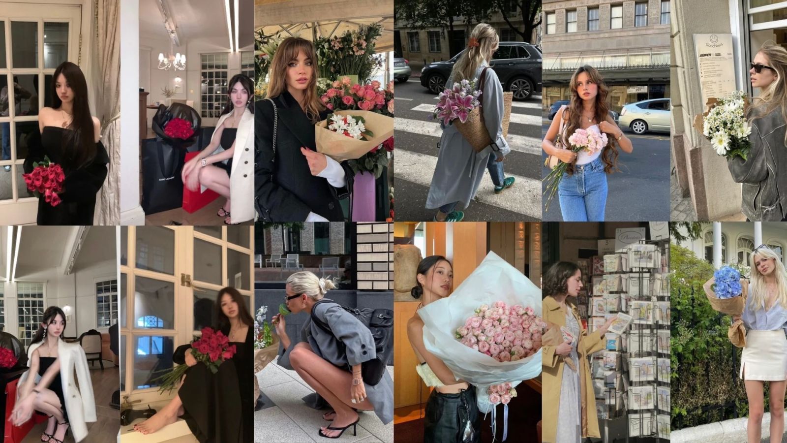 chụp ảnh với hoa sang chảnh