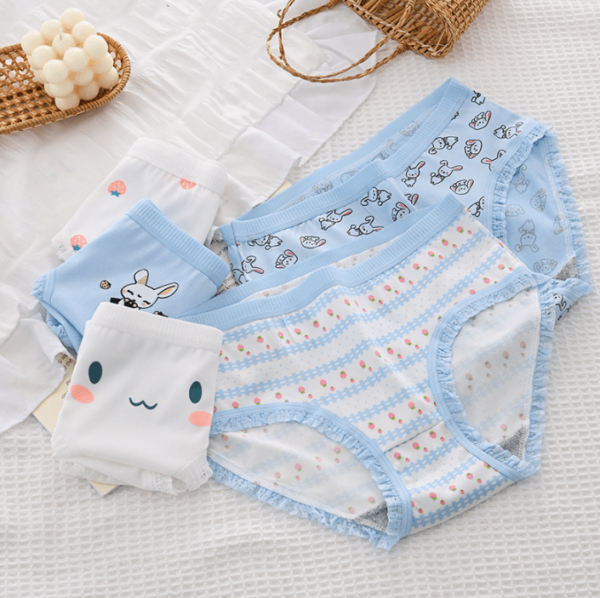 Quần lót nữ Cotton thoáng mát L108 tông xanh hình con thỏ cute đáng yêu