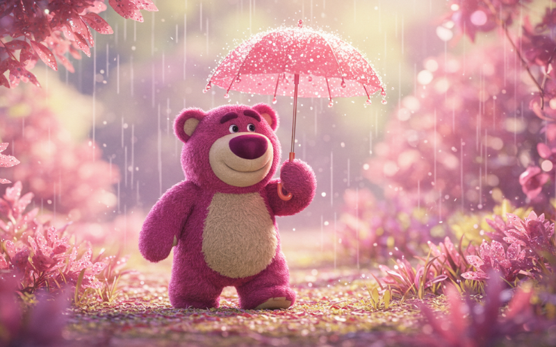 Hình nền gấu Lotso trong mưa