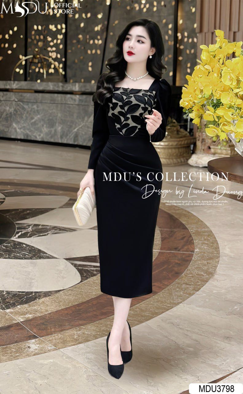 Đầm Body Cổ Vuông Dài Sang Trọng