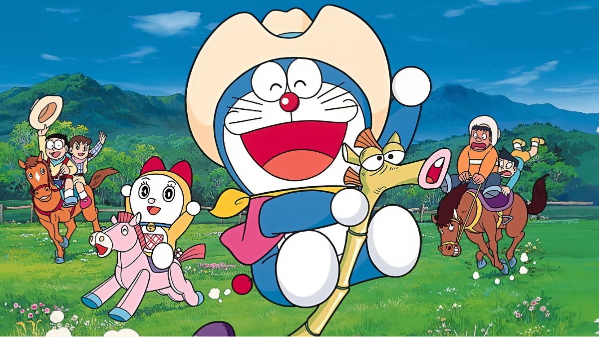 Hình nền Doraemon cute khám phá đại dương xanh