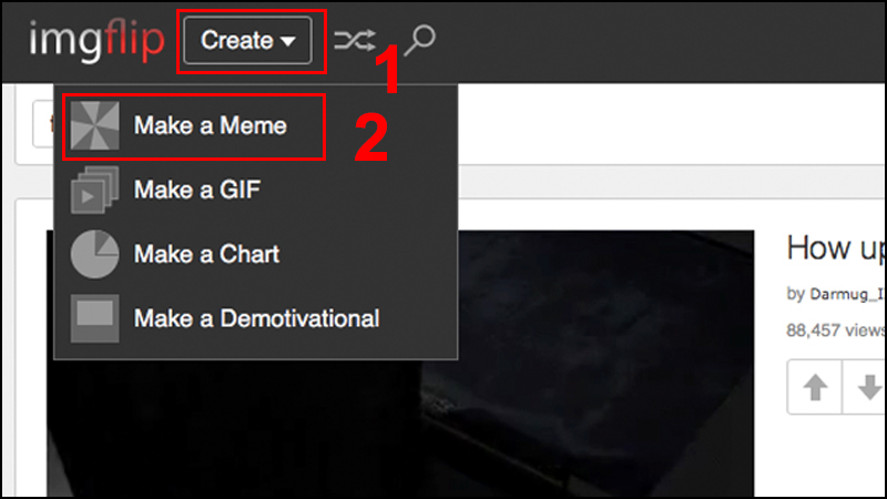 Nhấn vào Make a Meme trong mục Create