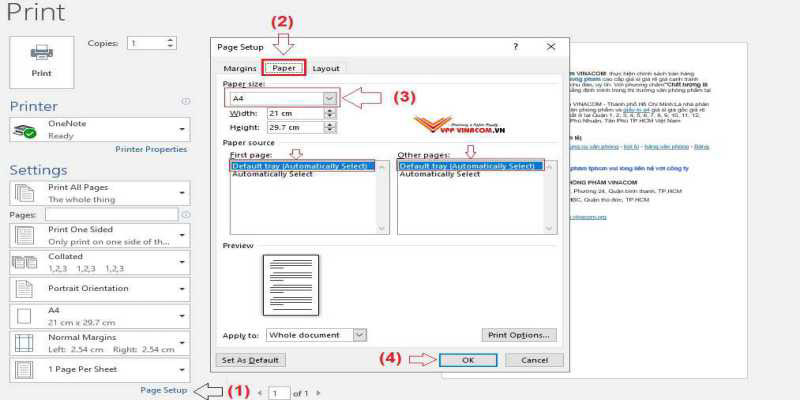 Cách in hết khổ giấy A4 trong word