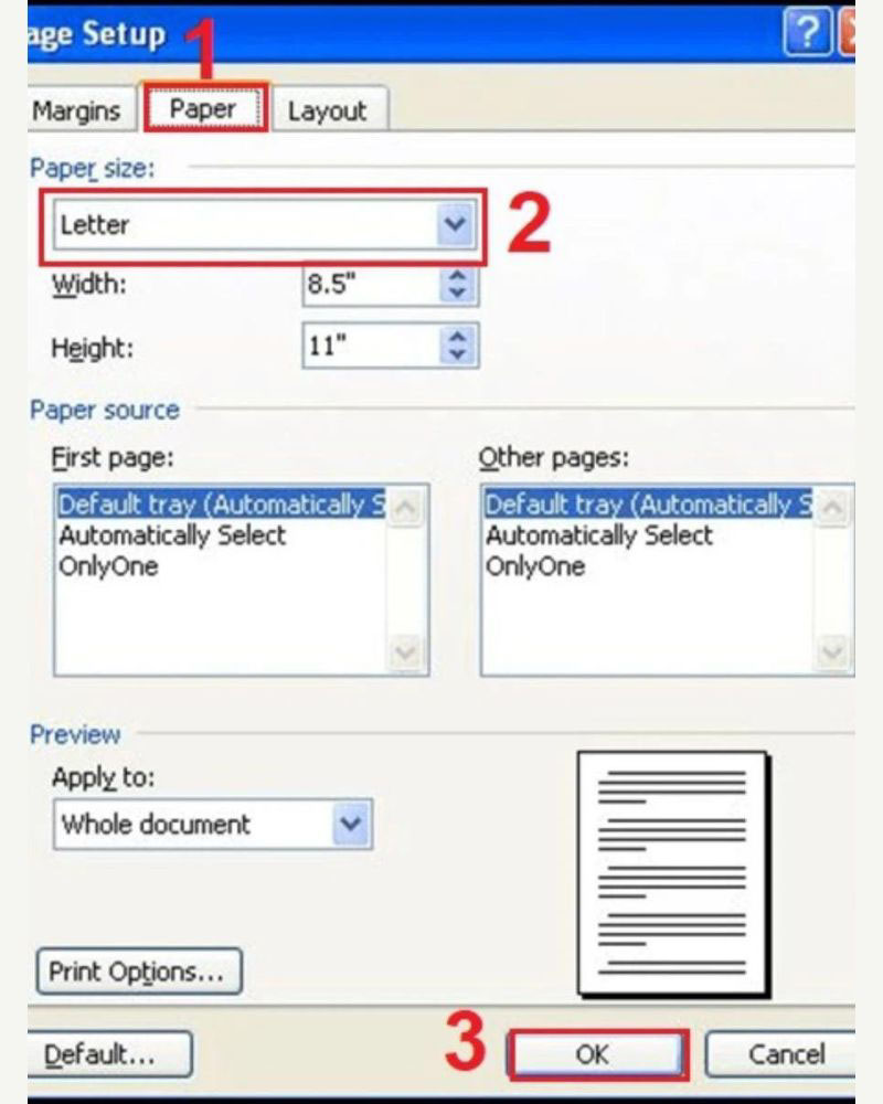 Cách thiết lập giấy A4 trong word