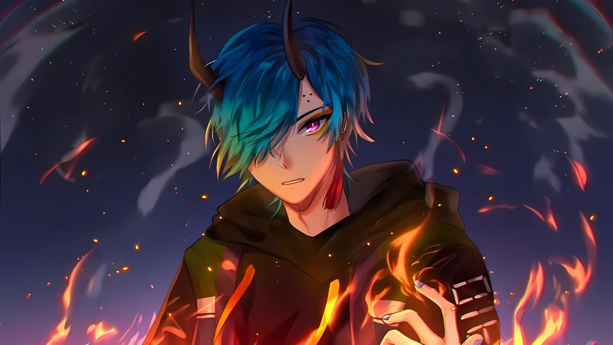 Ác quỷ anime nam với mái tóc rối bồng bềnh