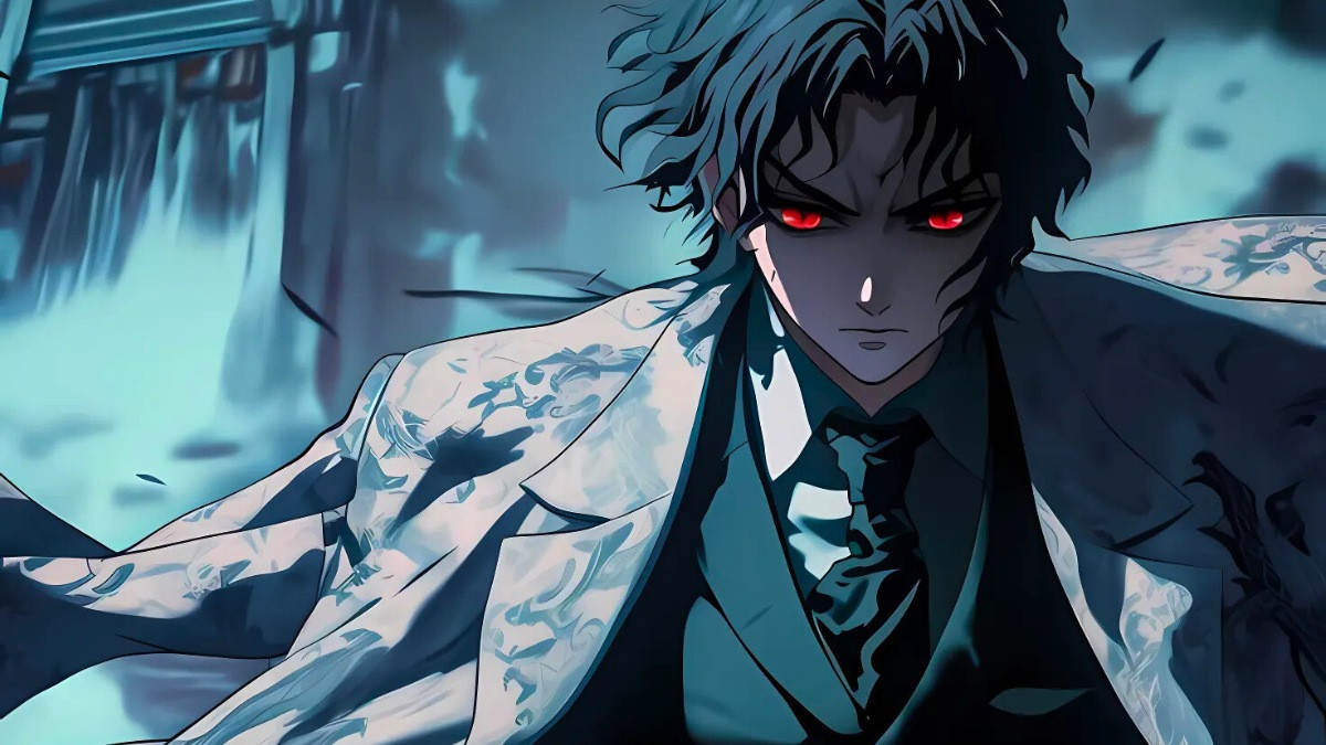 Ác quỷ anime ngầu đứng giữa cảnh đổ nát