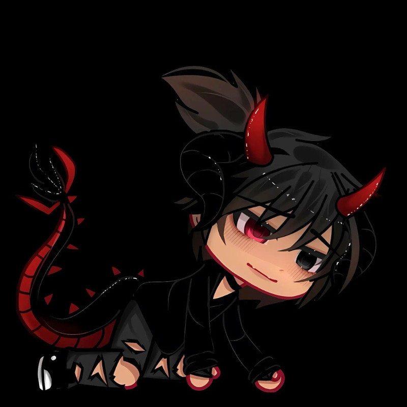 Ác quỷ anime chibi cute cầm chĩa ba nhỏ