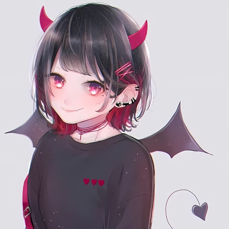 Ác quỷ anime chibi cute với chiếc nơ trên đầu