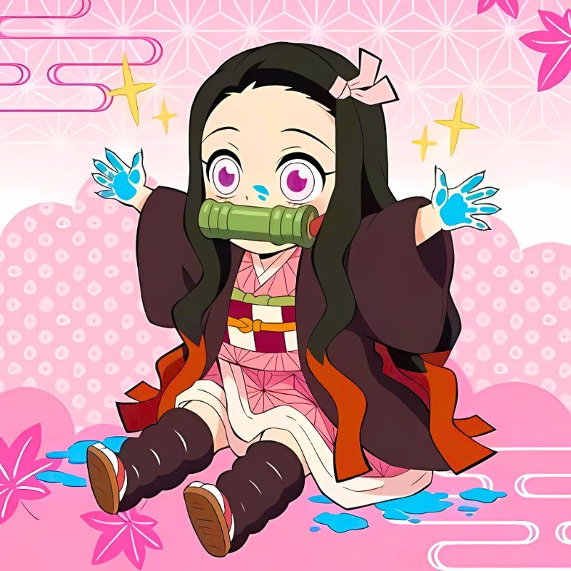 Ác quỷ anime chibi cute đang cầm kẹo