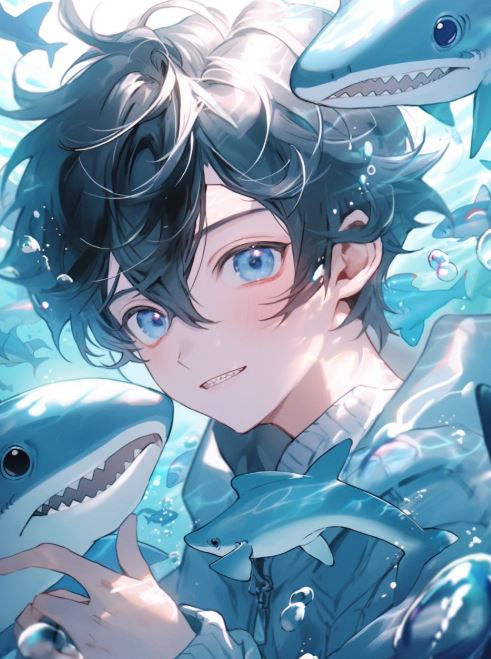 hình nền cá mập cute anime