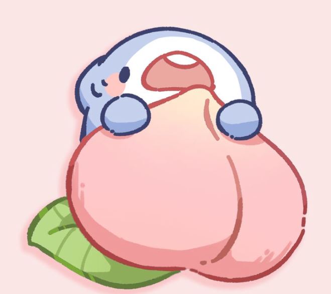 Cá mập anime ôm trái đào khổng lồ rất dễ thương