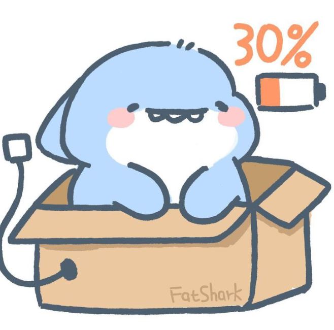 Cá mập anime trong hộp sạc pin còn 30 phần trăm