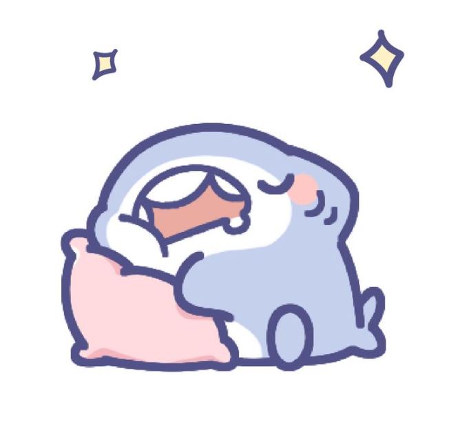 Cá mập anime ngáp ngủ ôm gối màu hồng