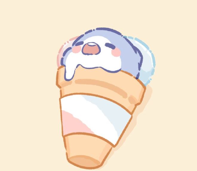 Cá mập anime hóa kem đang tan trong ốc quế