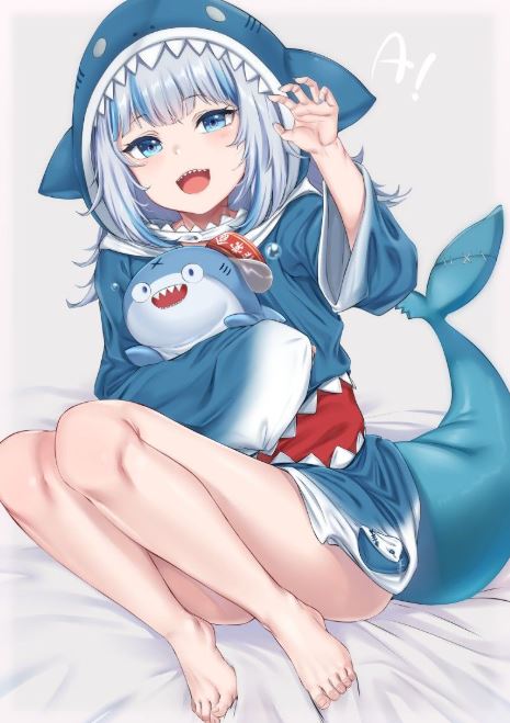 Ngồi thư giãn cùng gấu bông cá mập anime