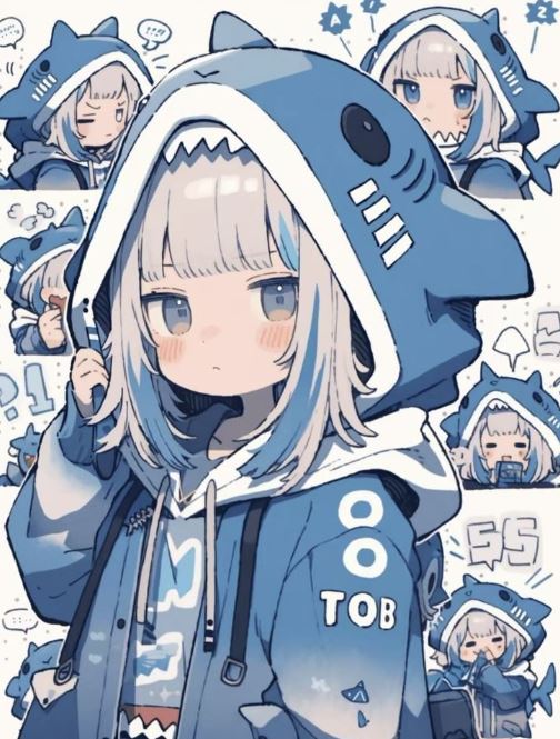Cá mập anime với nhiều biểu cảm khác nhau