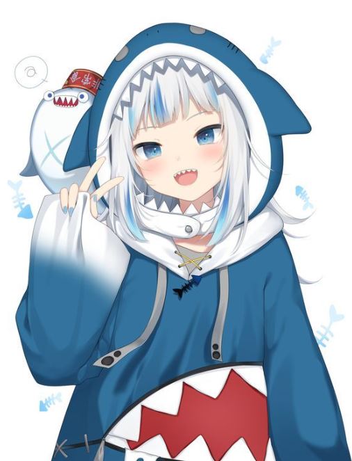 Cá mập anime tạo dáng peace tay vui nhộn