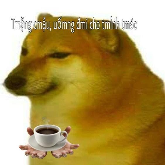 Meme chú chó cheems chơi chữ