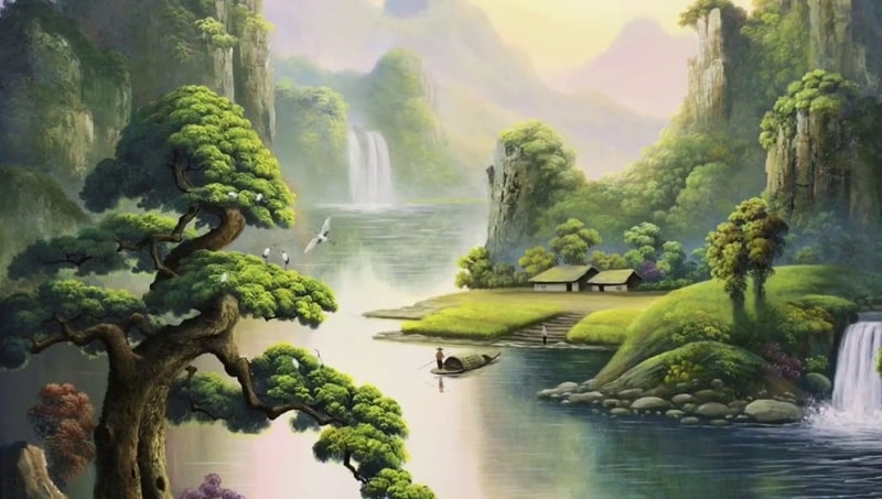 Tranh phong cảnh đẹp về núi rừng, thiên nhiên hùng vĩ 1