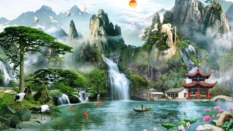 Tranh phong cảnh đẹp về núi rừng, thiên nhiên hùng vĩ 10