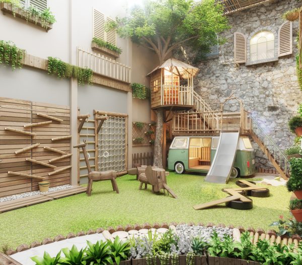 Cách trang trí ngoài sân trường mầm non đẹp, ấn tượng