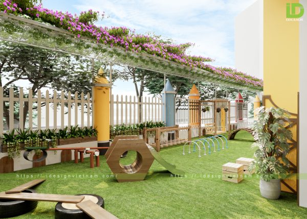 Tổng hợp các hình ảnh trang trí sân trường mầm non đẹp, ấn tượng