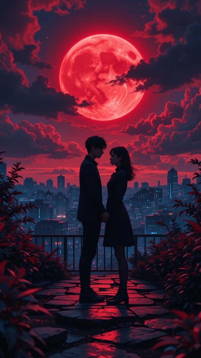 ảnh nền tình yêu điện thoại mặt trời đỏ