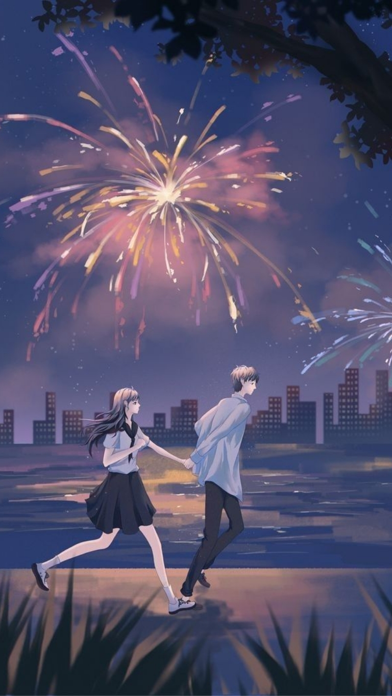ảnh nền tình yêu điện thoại đi dưới pháo hoa