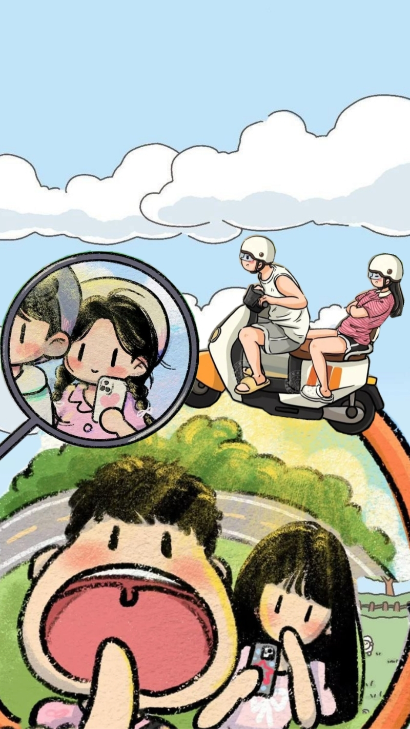 ảnh nền tình yêu điện thoại chibi hài hước