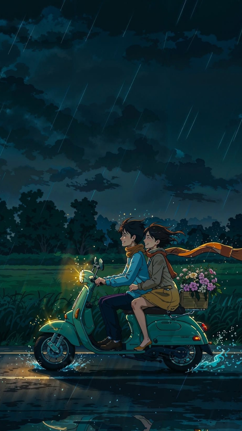 ảnh nền tình yêu điện thoại lái xe máy