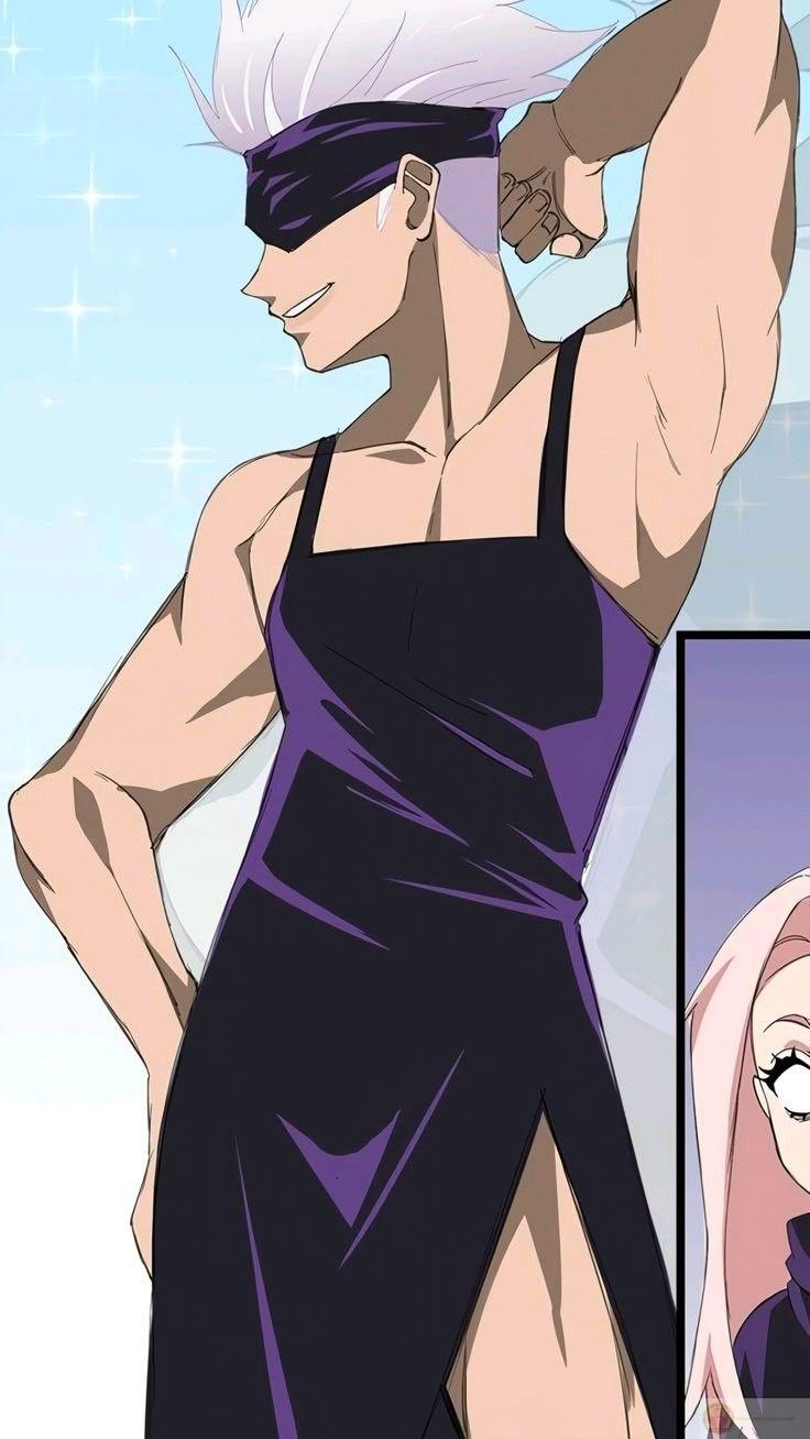 meme gojo mặc váy