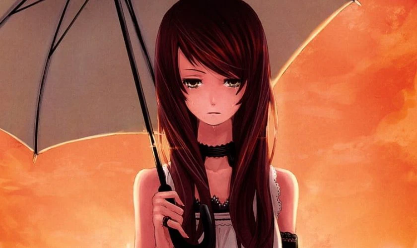 Hình nền buồn nữ cô đơn rơi nước mắt