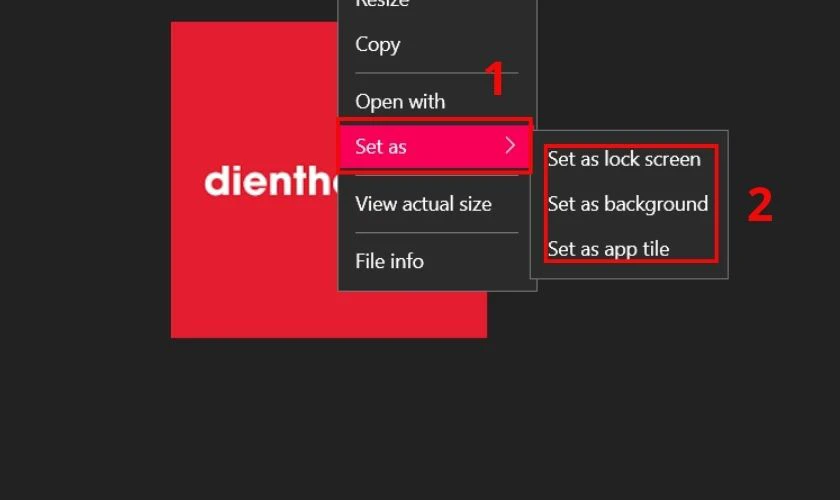 Mở hình ảnh đã tải xuống, nhấp chuột phải và chọn Set as